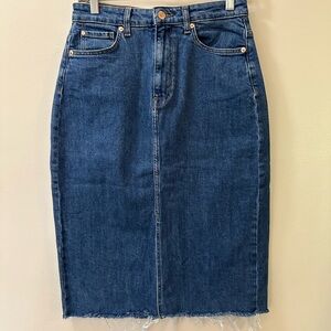 H&M Blue Pencil Skirt Knee-Length Casual